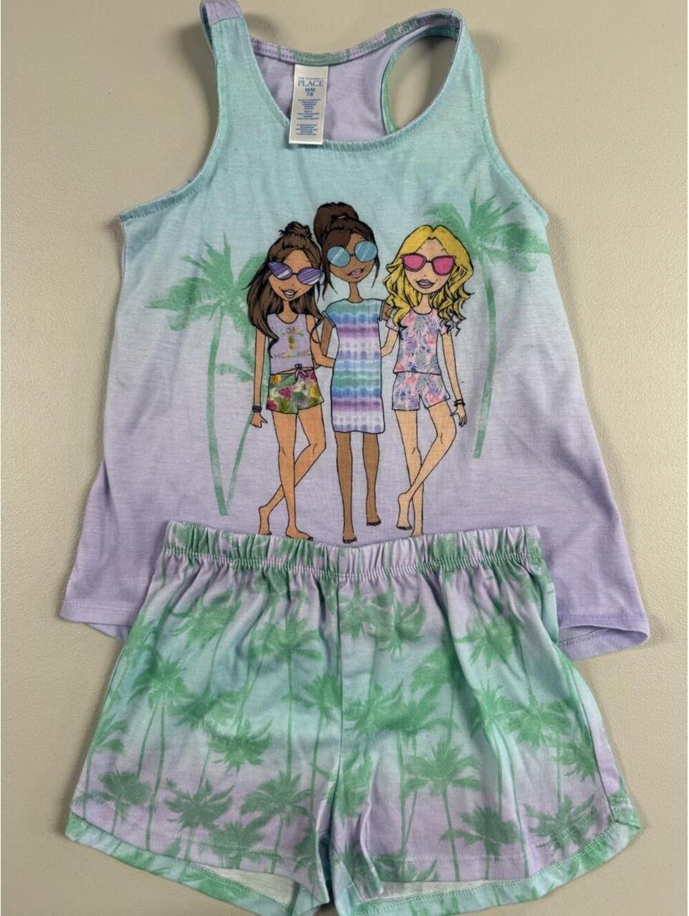 The Children’s Place Tropical Palm Tree Pajama Set Girls 7/8